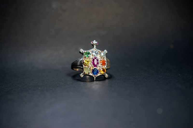 Navratna Silver (turtle) Ring