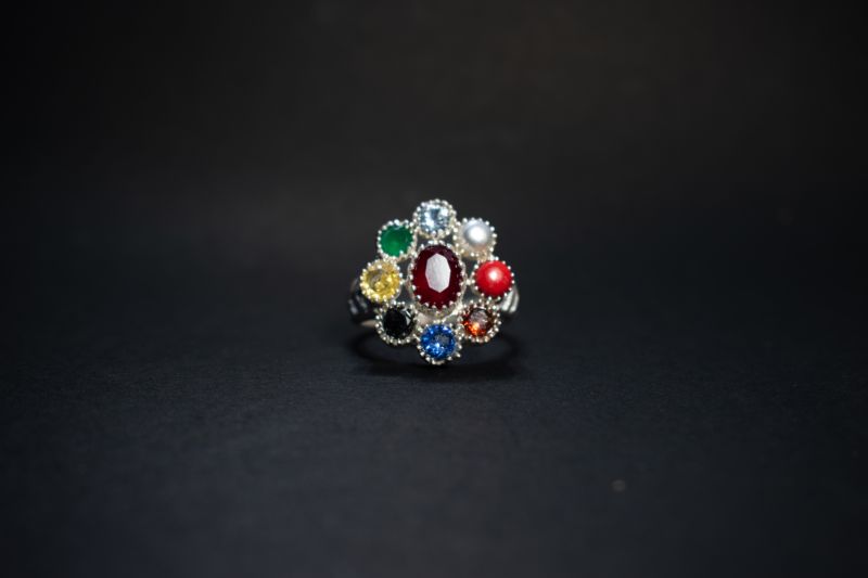 Navratna Silver Ring-A22068