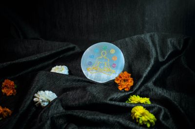 7 chakra selenite plate-A22111